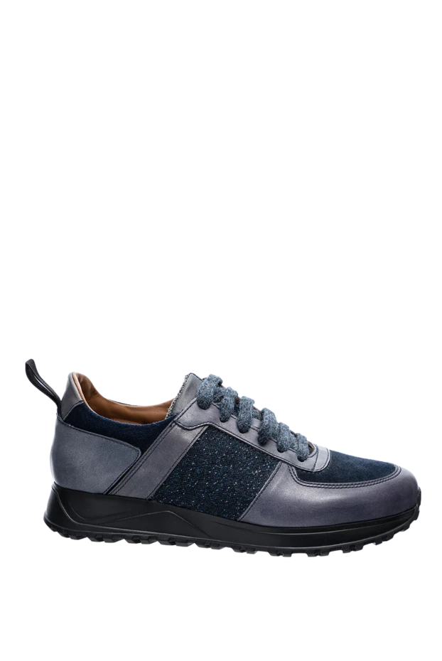 Doucal`s man sneakers in leather and textile blue for men buy with prices and photos 147424 - photo 1