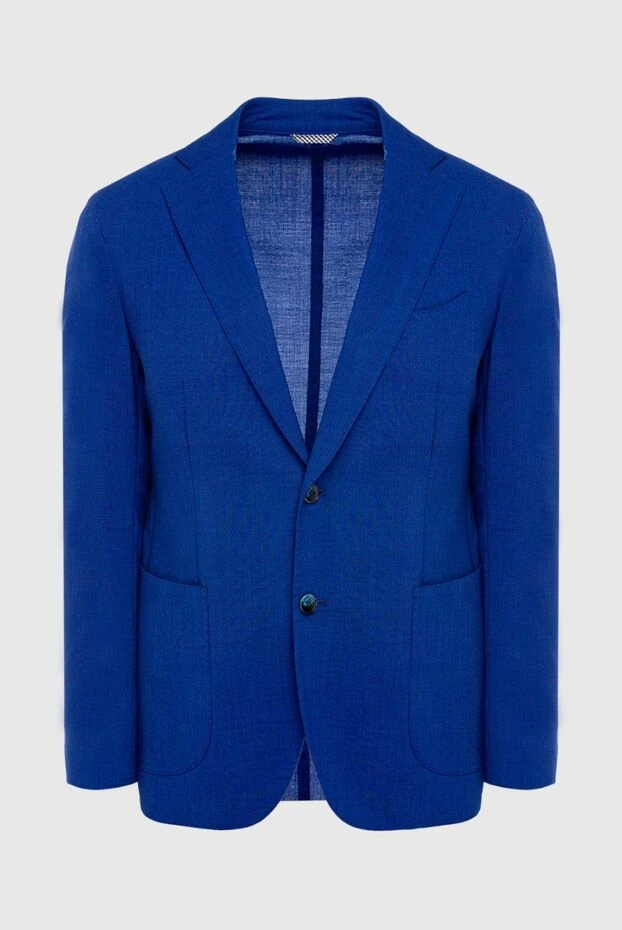 Lubiam мужские пиджак из шерсти и льна синий мужской купить с ценами и фото 147467 - фото 1