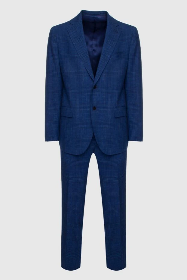 Lubiam мужские костюм мужской из шерсти, шёлка и льна синий купить с ценами и фото 147471 - фото 1