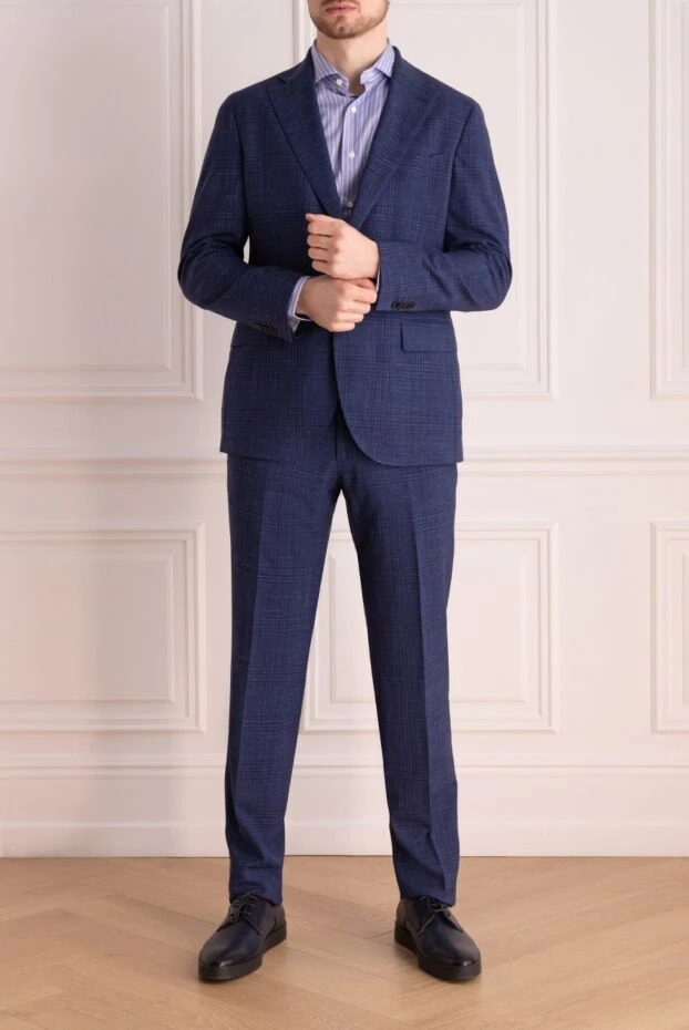 Lubiam man men's suit made of wool, silk and linen blue buy with prices and photos 147471 - photo 2