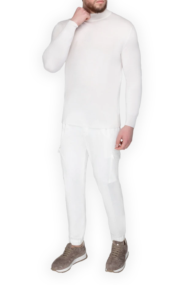Cesare di Napoli man white wool and cashmere turtleneck jumper for men buy with prices and photos 147491 - photo 2