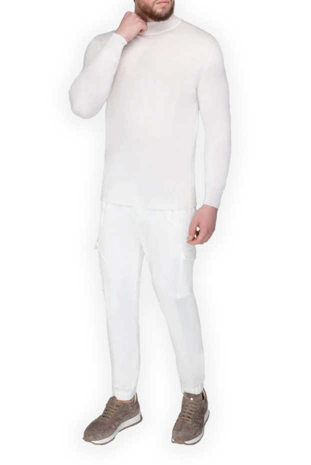 Cesare di Napoli high-collar stand-up jumper made of wool and cashmere white for men (markdown) 197808 - photo 2