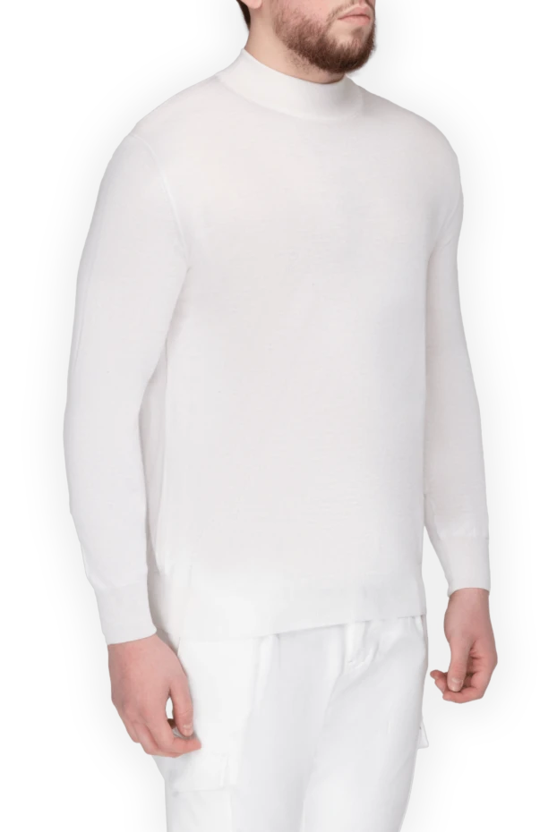 Cesare di Napoli high-collar stand-up jumper made of wool and cashmere white for men (markdown) 197808 - photo 3