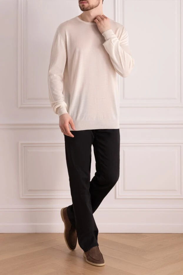 Cesare di Napoli man cashmere and silk jumper white for men buy with prices and photos 147499 - photo 2