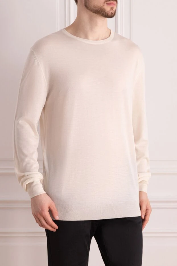 Cesare di Napoli man cashmere and silk jumper white for men 147499 - photo 3