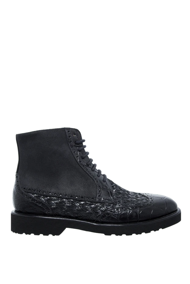 Tardini мужские мужские ботинки из кожи и кожи аллигатора черные купить с ценами и фото 147552 - фото 1