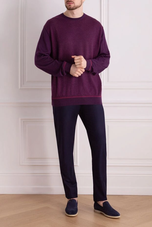 Stefano Ricci джемпер из кашемира и шелка фиолетовый мужской 147667 - фото 2