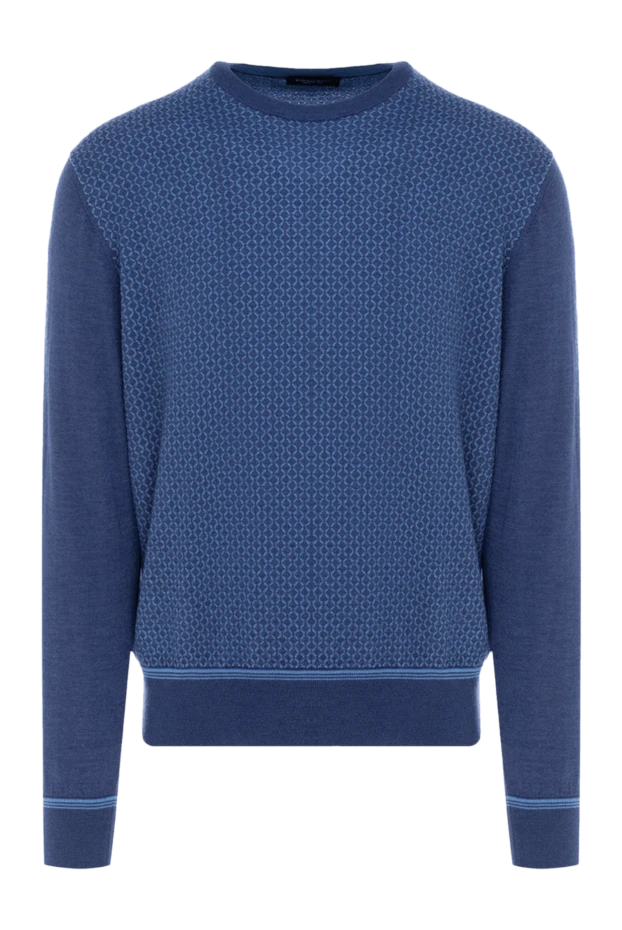 Джемпер из кашемира и шелка голубой мужской - фото 1