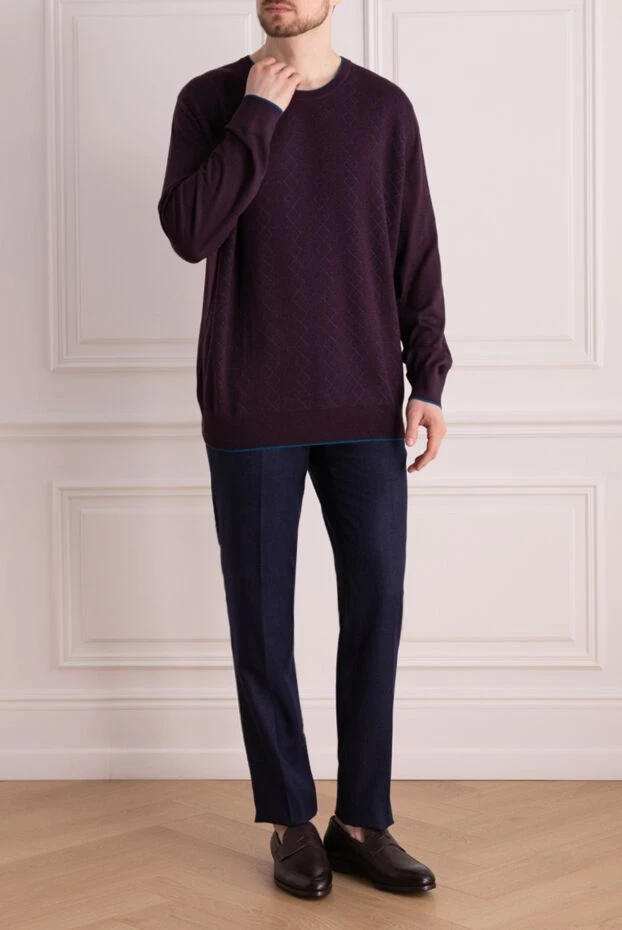 Stefano Ricci джемпер из кашемира и шелка фиолетовый мужской 147670 - фото 2