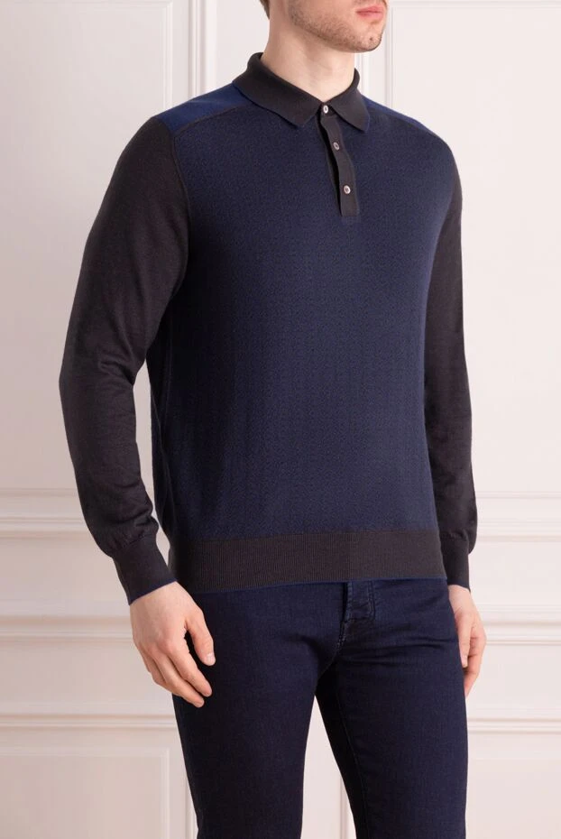 Stefano Ricci long-sleeved silk and cashmere polo blue for men 147684 - photo 3
