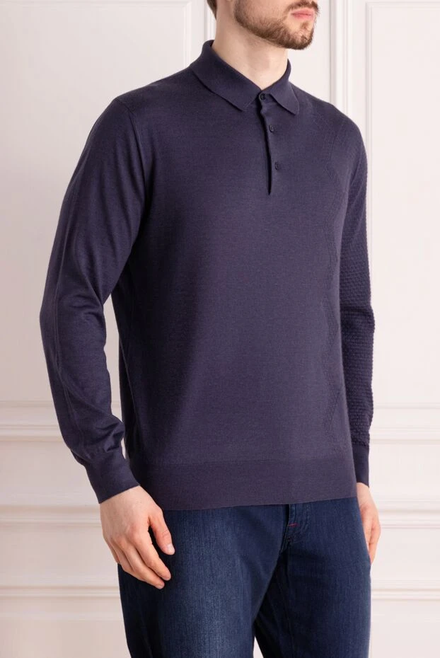 Stefano Ricci long-sleeved silk and cashmere polo blue for men 147686 - photo 3