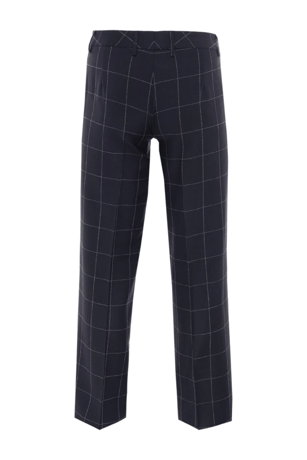 Women's wool trousers in checkered pattern blue