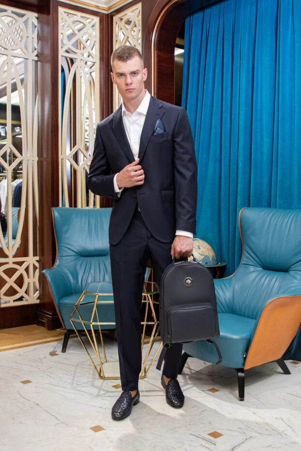 Костюм-двійка вовняний темно-синій класичний чоловічий - фото 2