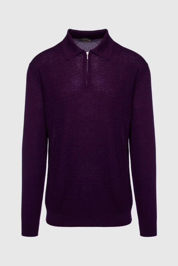 Cesare di Napoli man wool, silk and cashmere long sleeve polo violet for men buy with prices and photos 147760 - photo 1