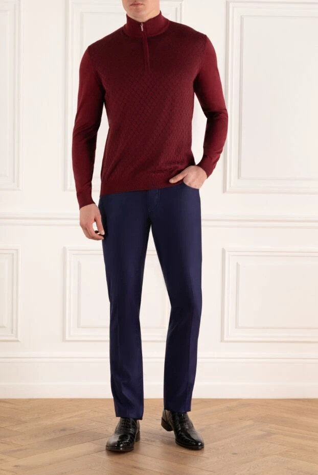 Cesare di Napoli man wool, cashmere and silk troyer burgundy for men buy with prices and photos 147764 - photo 2