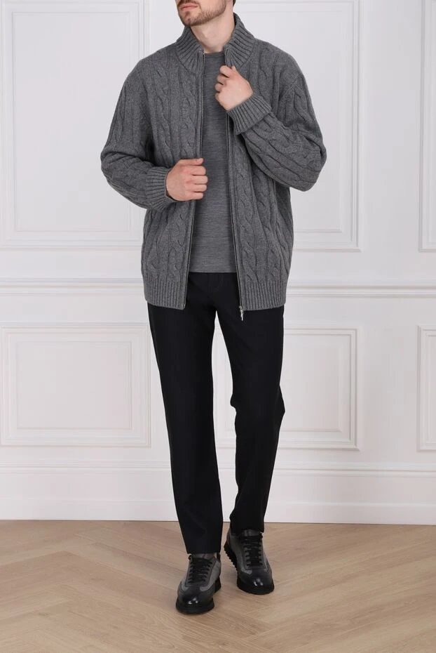 Cesare di Napoli man men's cardigan made of wool and cashmere, gray buy with prices and photos 147771 - photo 2