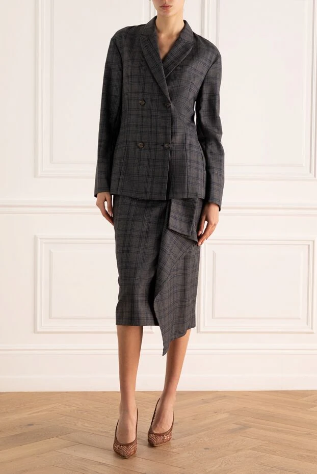 Brunello Cucinelli gray woolen skirt suit for women 147841 - photo 2