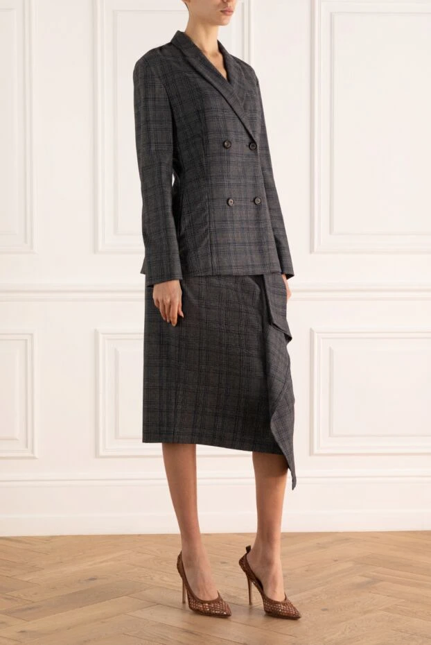 Brunello Cucinelli gray woolen skirt suit for women 147841 - photo 3