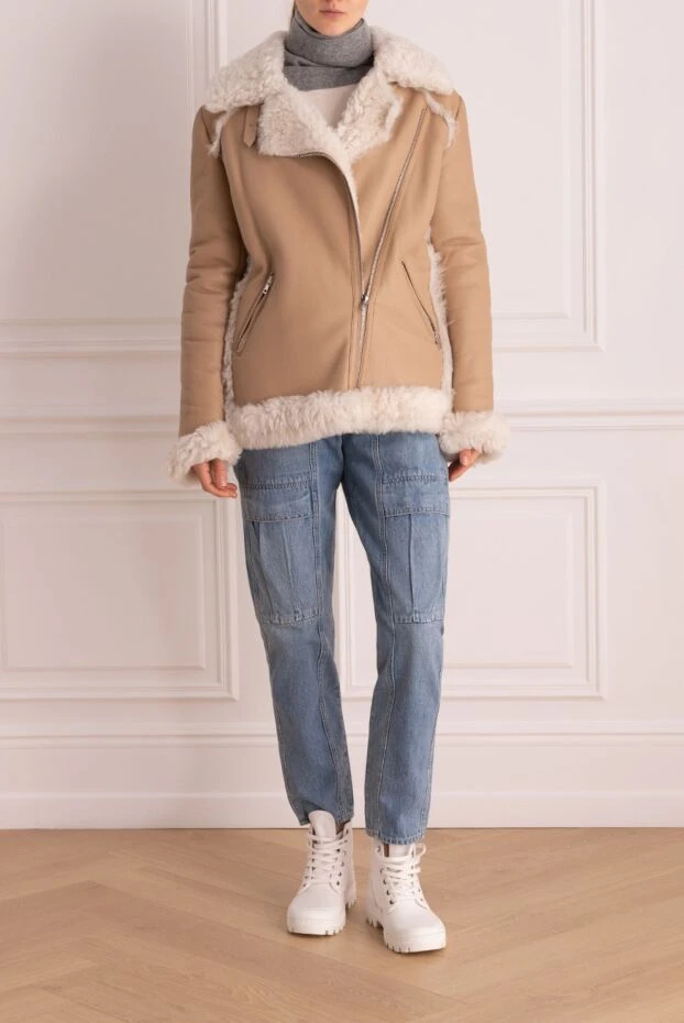 Intuition woman beige women's sheepskin coat made of natural fur and leather buy with prices and photos 147976 - photo 2