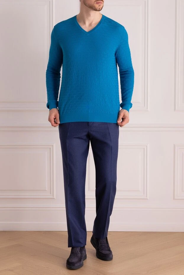 Sartoria Latorre man men's blue wool trousers buy with prices and photos 147997 - photo 2