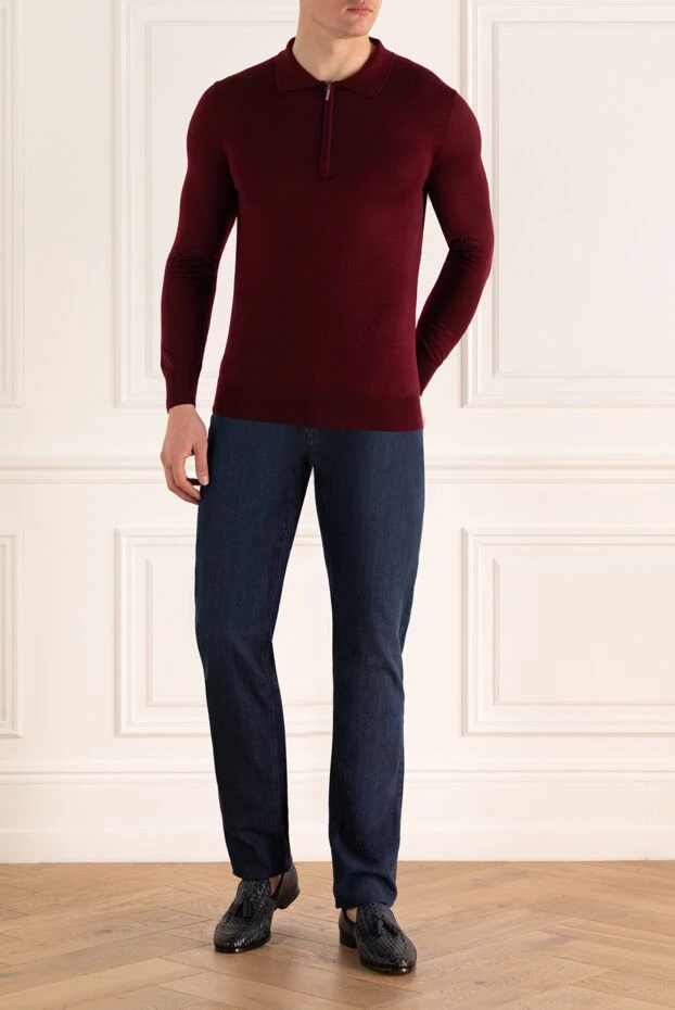 Cesare di Napoli man wool and cashmere long sleeve polo burgundy for men buy with prices and photos 148034 - photo 2