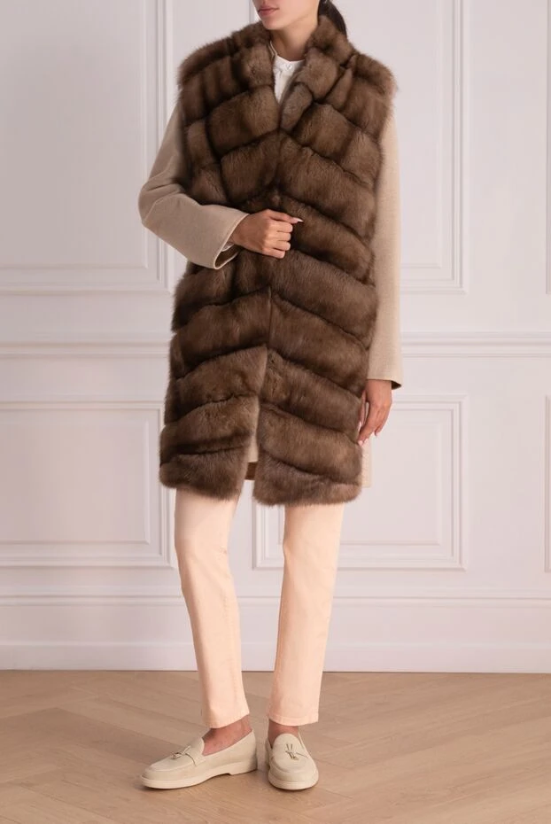 FG Furs woman women's beige sable and cashmere fur coat 148120 - photo 2