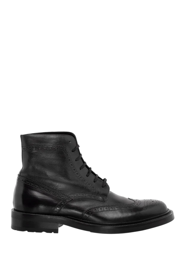 Saint Laurent women's black leather boots with perforated patterns 148137 - photo 1