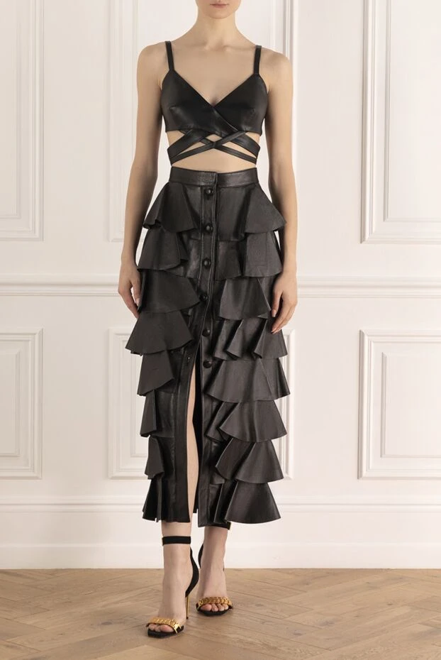 Saint Laurent женские юбка из кожи черная женская купить с ценами и фото 148139 - фото 2