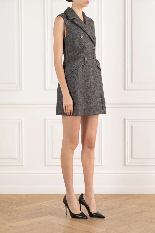 Dior сукня без рукавів з поясом із вовни сірого кольору 148143 - фото 3