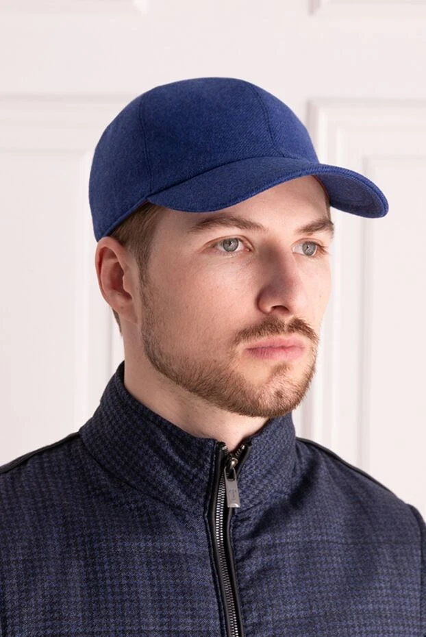 Enrico Mandelli man blue wool and cashmere cap for men buy with prices and photos 148188 - photo 2