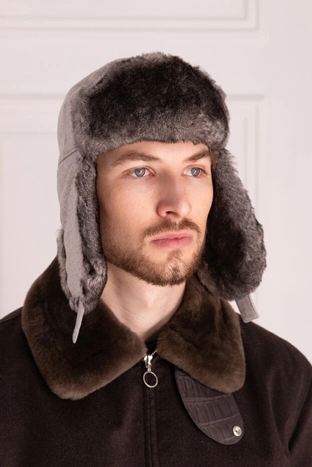 Enrico Mandelli man hat made of wool, cashmere and natural fur gray for men 148191 - photo 2