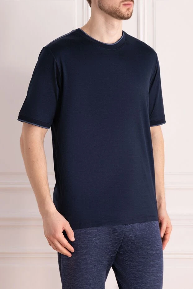 Matt Chaz basic dark blue t-shirt with decorative stitching along the edges 195535 - photo 3
