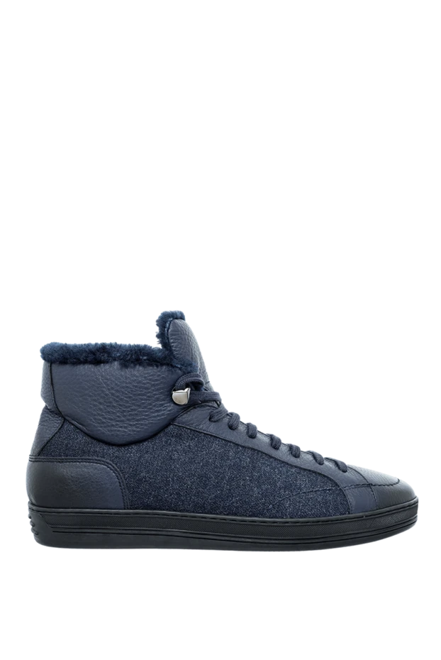 Doucal`s man leather and wool sneakers blue for men buy with prices and photos 148259 - photo 1