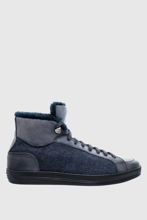 Doucal`s man leather and wool sneakers blue for men buy with prices and photos 148262 - photo 1