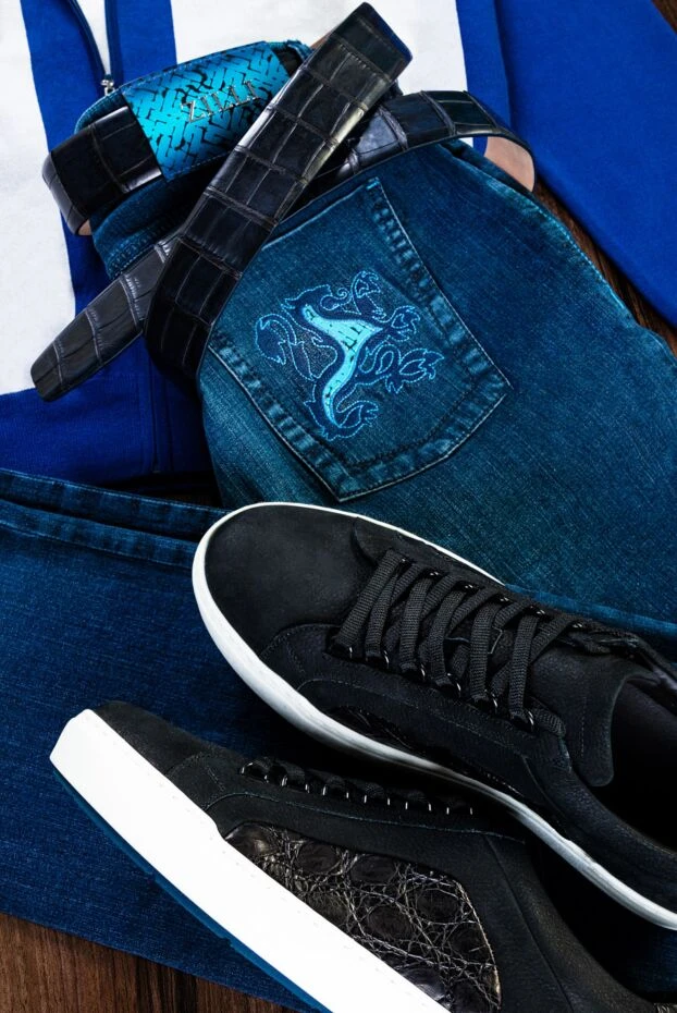 Zilli men's straight fit cotton denim jeans with embroidery 148338 - photo 2