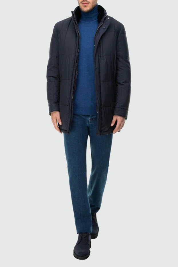 Enrico Mandelli чоловічі куртка на хутрі з шовку синя чоловіча купити фото з цінами 148361 - фото 2