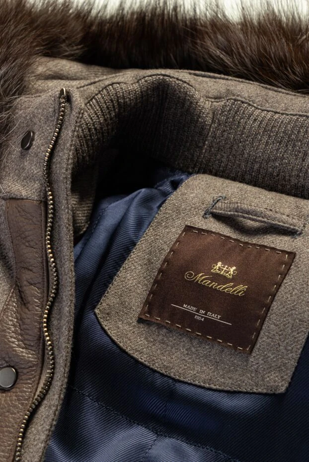 Enrico Mandelli men's down jacket made of wool and cashmere with fur on the hood and vertical pockets 148365 - photo 2