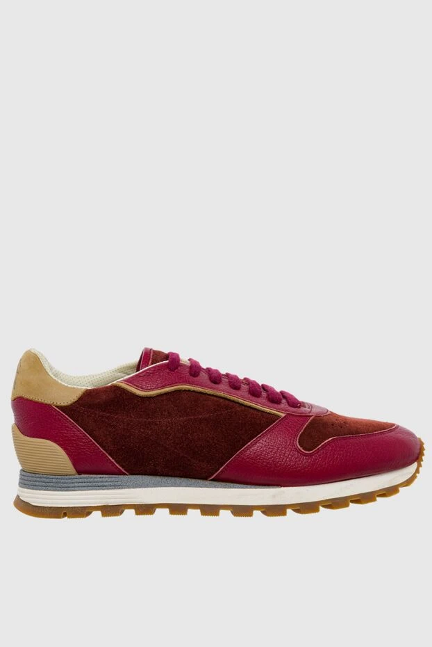 Burgundy leather sneakers for men - photo 1