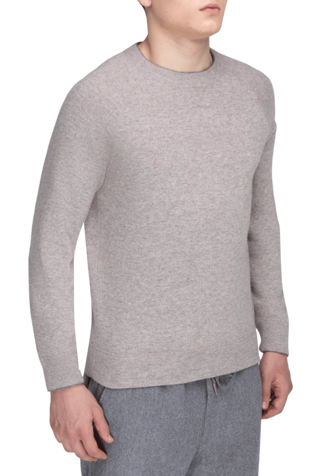 Brunello Cucinelli джемпер з вовни, кашеміру та шовку сірий чоловічий 148444 - фото 3