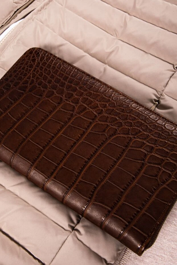 Клатч чоловічий зі шкіри алігатора бордового - фото 2