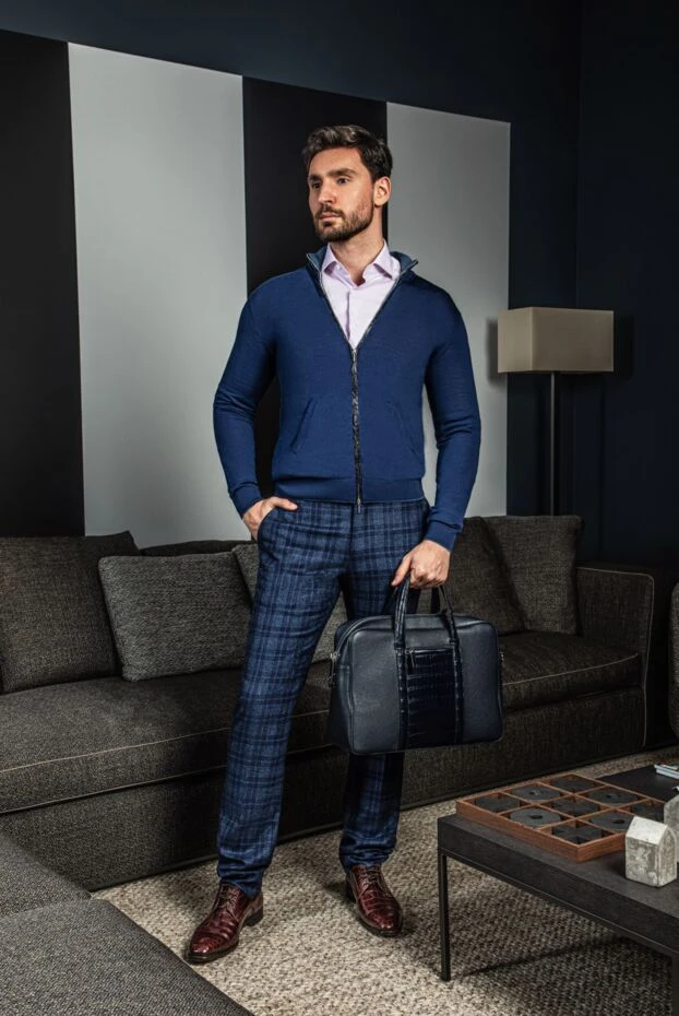 Rota men's wool trousers with expressive checkered pattern 148495 - photo 2