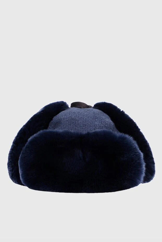 Cesare di Napoli blue men's wool, cashmere and natural fur hat 148502 - photo 1