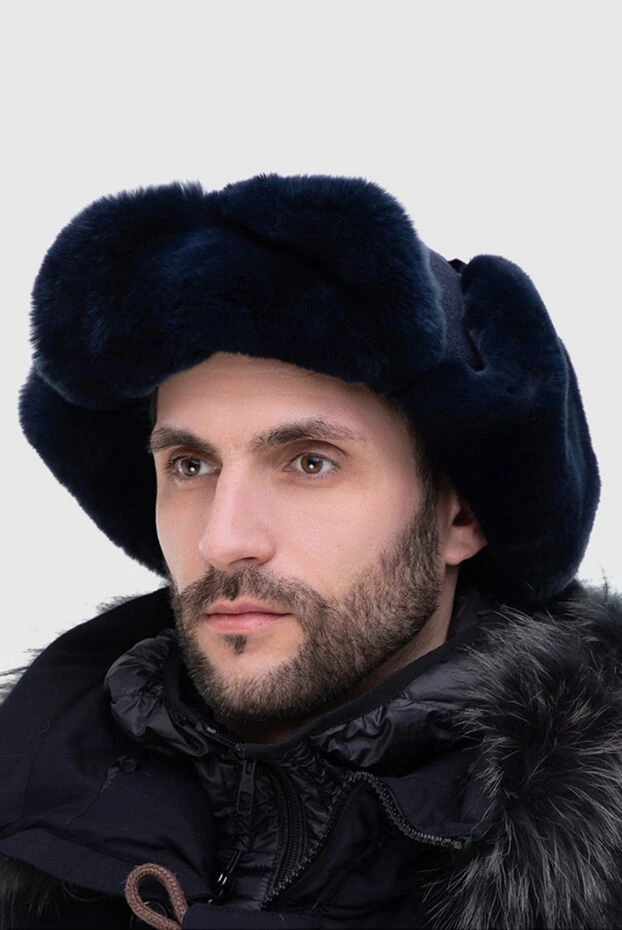 Cesare di Napoli man hat made of wool, cashmere and natural fur blue for men buy with prices and photos 148502 - photo 2