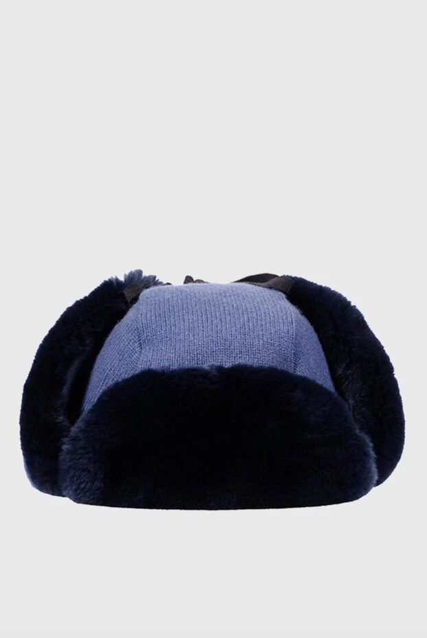 Cesare di Napoli blue men's wool, cashmere and natural fur hat 148503 - photo 1