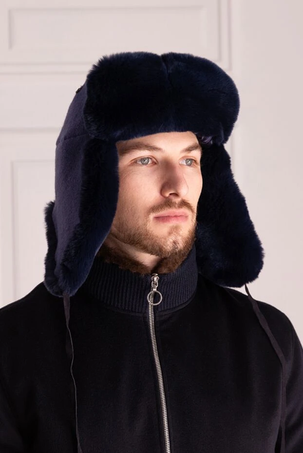 Cesare di Napoli man hat made of wool, cashmere and natural fur blue for men buy with prices and photos 148503 - photo 2