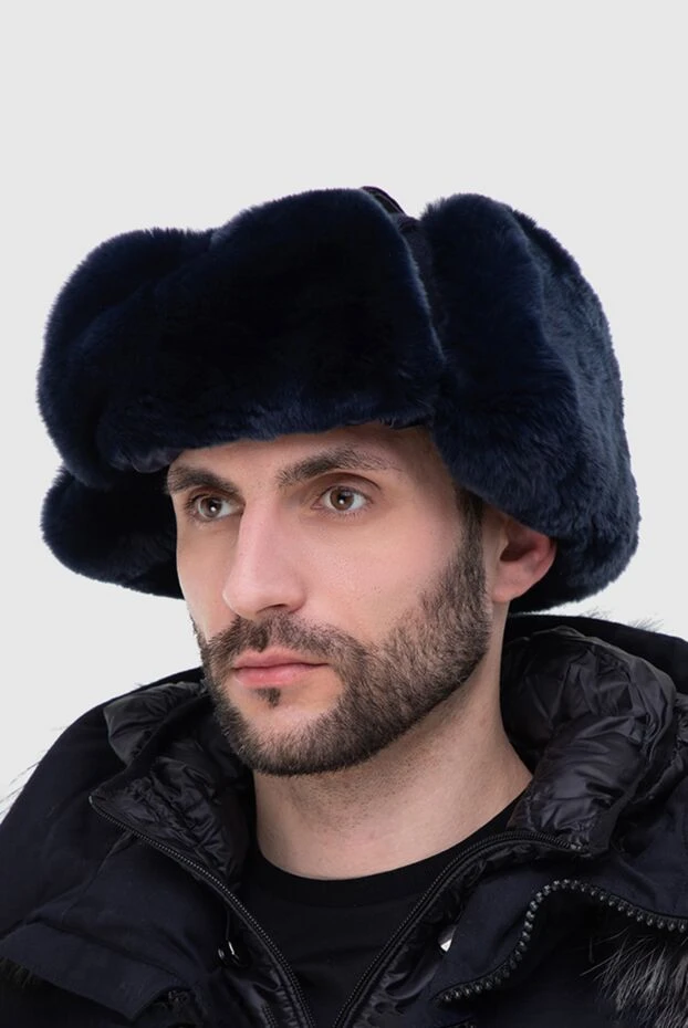 Cesare di Napoli man hat made of wool, cashmere and natural fur blue for men buy with prices and photos 148504 - photo 2