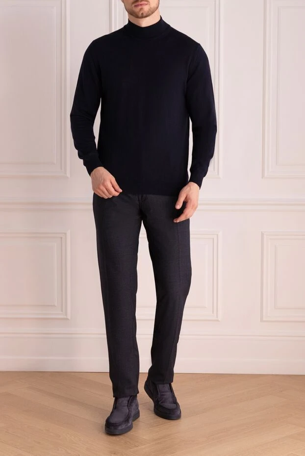 Jacob Cohen man men's blue wool and polyester trousers buy with prices and photos 148680 - photo 2