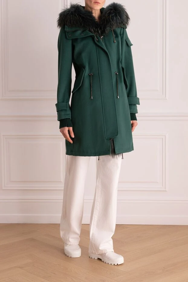 Heresis женские куртка из шерсти и меха зеленая женская купить с ценами и фото 148682 - фото 2