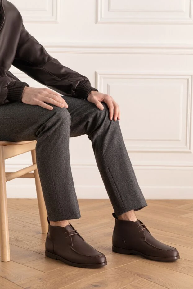 Christophe Auber мужские мужские ботинки из кожи коричневые купить с ценами и фото 148703 - фото 2