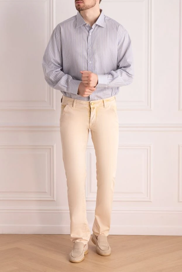 Jacob Cohen мужские брюки из хлопка и эластана бежевые мужские купить с ценами и фото 148880 - фото 2